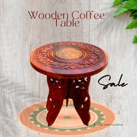 WOOD ECLAT Coffee Table Rosewood Engraved and Brass Inlay Work Wooden Table Stool