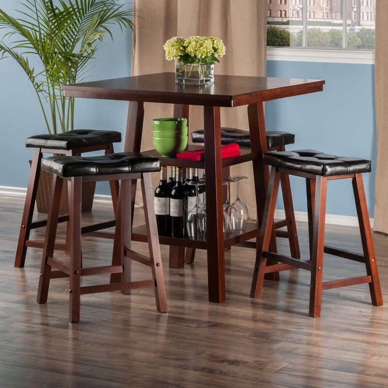 Belmont Modern Gray 4-Person Counter Height Dining Set with Storage