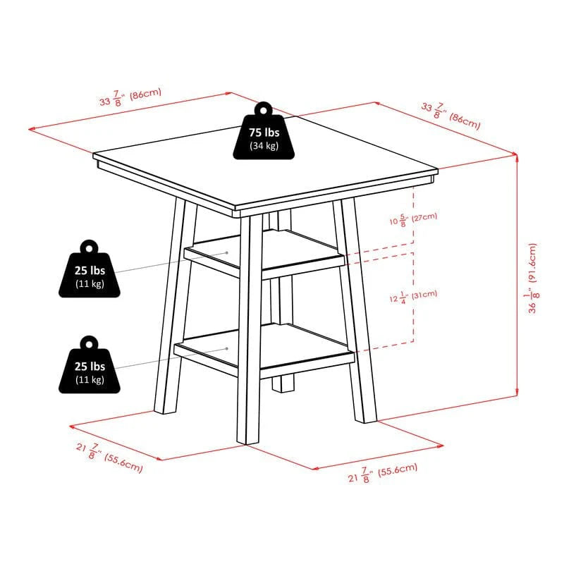 Belmont Modern Gray 4-Person Counter Height Dining Set with Storage