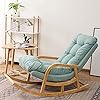 Wood Eclat Modern Teak Wood Ergonomic Rocking Chair - Ideal for Living Room, Office, Bedroom (Sky Blue