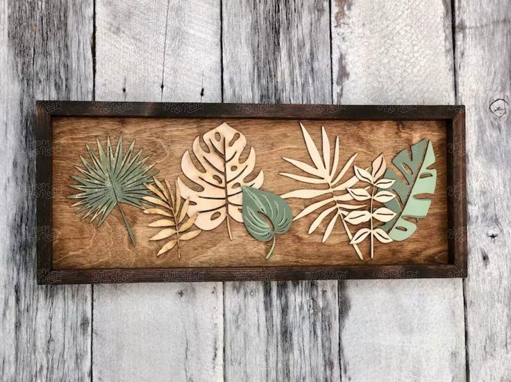 WOOD ECLAT Tropical plant leaf Wood Art.
