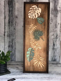 WOOD ECLAT Tropical plant leaf Wood Art.