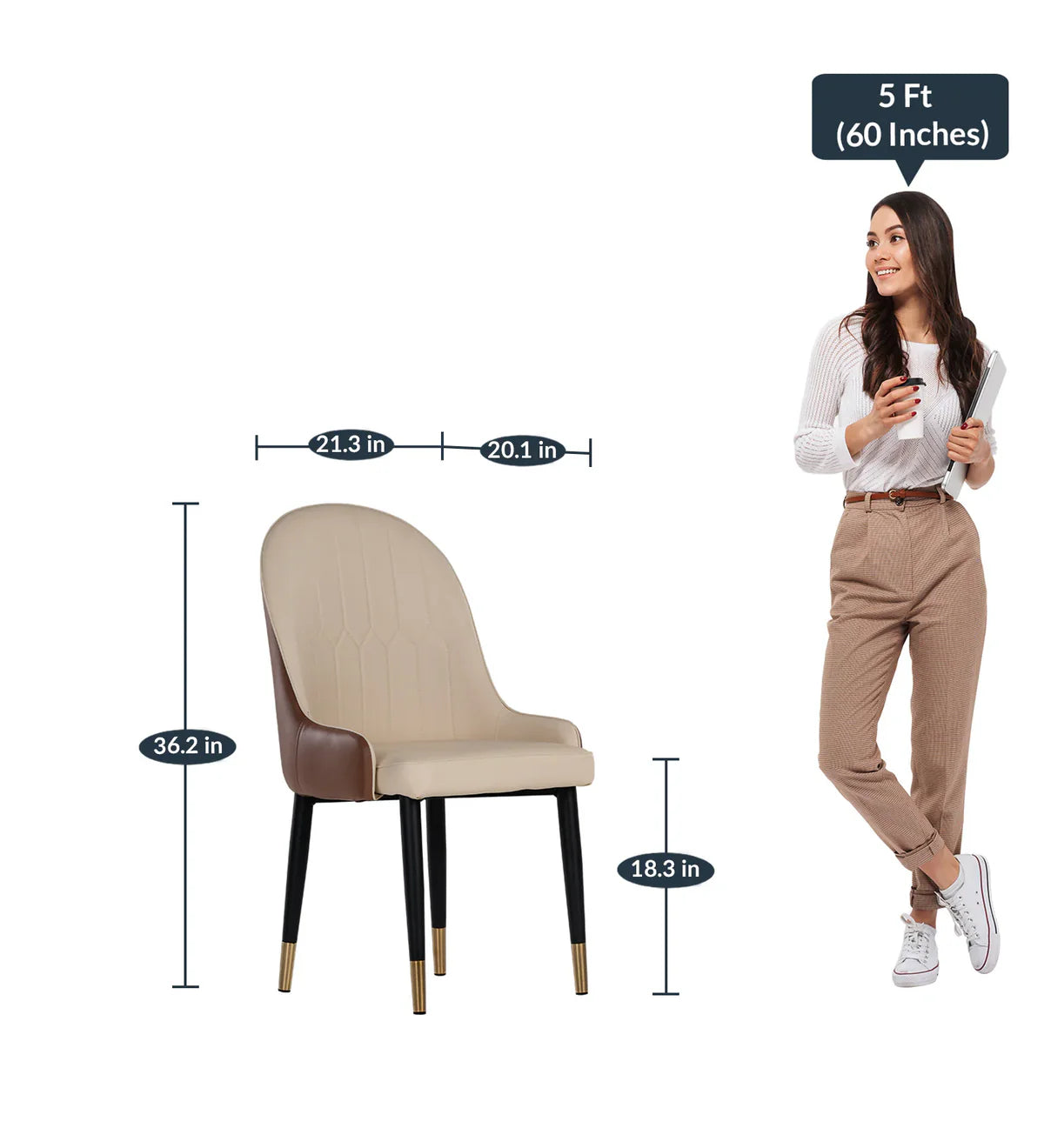 Elegant Pearl White & Cream Beige 6-Seater Dining Set